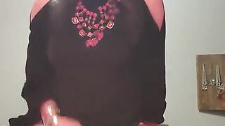 Huge-boobed Sissy Jizzing