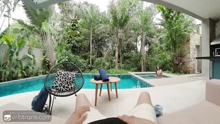 VRB Trans: Steamy Latina Tranny Sabryna Petruthelly Deepthroats Good-sized Jizz-shotgun Near The Pool In Spanish Villa pt.two