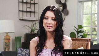 Luxurious Trans Honies Spitroast Raven Haired Sweetheart