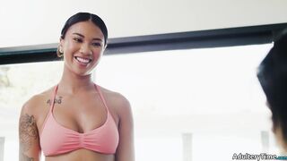 Ameena Green Sucks Her Trans Gym Partner Victoria Grants Big Cock
