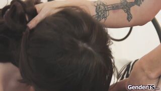 Big tits tgirl Annabelle Lane sucks and gets her ass fucked