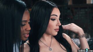 Ebony MILF Nicole Kitt surprises her big cocked transsexual GF Ariel Demure