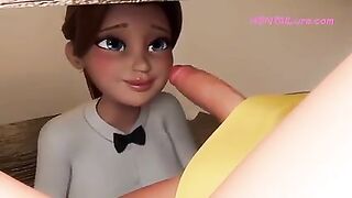 Intimate Service - Restaurant Bliss - Huge-boobed Waitress Deep throats Transgirl Beef whistle Under Table