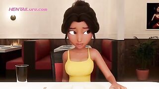 Intimate Service - Restaurant Bliss - Huge-boobed Waitress Deep throats Transgirl Beef whistle Under Table