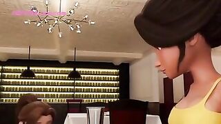 Intimate Service - Restaurant Bliss - Huge-boobed Waitress Deep throats Transgirl Beef whistle Under Table
