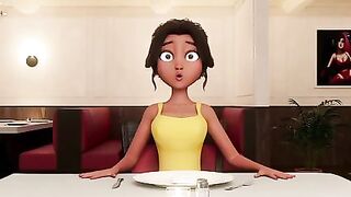 Intimate Service - Restaurant Bliss - Huge-boobed Waitress Deep throats Transgirl Beef whistle Under Table