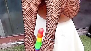 A wondrous stream, this lil whore enjoys man juice