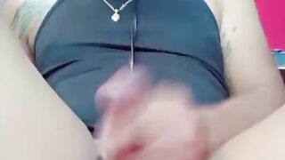 A wondrous stream, this lil whore enjoys man juice