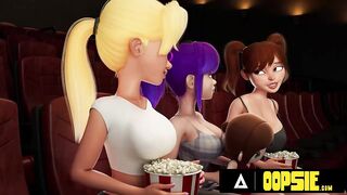 OOPSIE - Trio Hermaphroditism Homies Flog Out Hard-ons For Wild Xxx Threeway In Theater! ANIMATED PORNO!