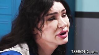 TS Girl Leah Hayes In An Anal Threesome In A Locker Room