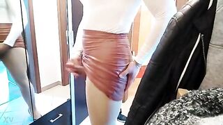 Julie cums in a skirt