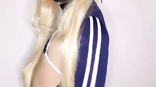 nice femboy spunks using onahole