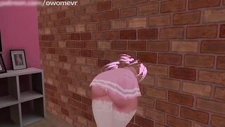 Trampy Catgirl Gets Stuck in a Wall With 2 Ultra-kinky Futas ''Helping'' her out