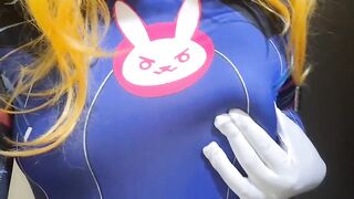 Uber-cute Trans Damsel in Dva Costume play gets the Largest, Messiest Buttfuck Internal cumshot and Ass fucking Pulverizing by Big black cock fake penis in her Giant Elastic Butt