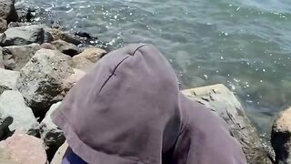 Draining tgirl cocks for some sweet beach milk