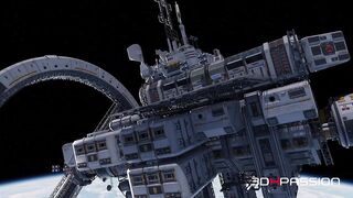 Zero-G seduction — A hermaphroditism Kaelen plays with a dark haired on a space orbital station