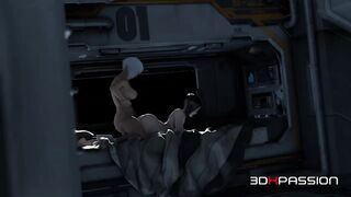 Zero-G seduction — A hermaphroditism Kaelen plays with a dark haired on a space orbital station
