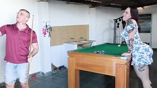 She lost the game of pool and had to give it to me.