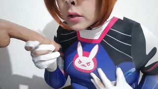 Trams lady with Dva Costume play and DOMINATION & SUBMISSION Nosehook Providing a Blow-job, Slurping Spunk and Fellate to Ginormous Faux-cock
