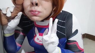 Trams lady with Dva Costume play and DOMINATION & SUBMISSION Nosehook Providing a Blow-job, Slurping Spunk and Fellate to Ginormous Faux-cock