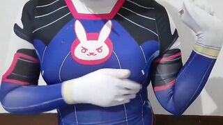 Feminized Huge Bumpers Trans in Dva Costume play Extraordinary Lactation and Getting larger her Pointy Nips with Vacuum Fapping Machine