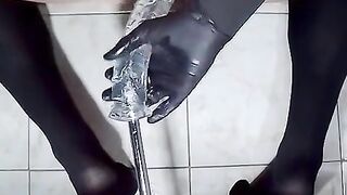 Femboy Hooded Humungous Booty with his massive 27cm faux-cock going all the way into his lil butt.
