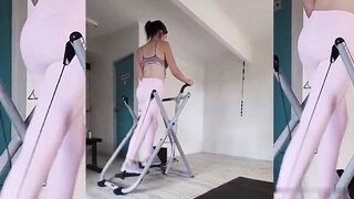 TRANSSEXUAL Lucyy Pinkish Legging Exercise Turns Into Bang-out With Cameraman