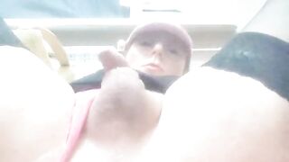 Sweet trans tart plays with her crevice