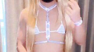 uber-cute femboy paws and cascades her fluid