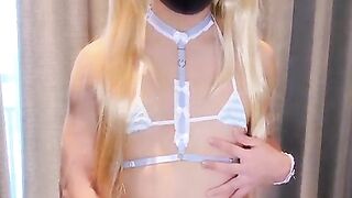 uber-cute femboy paws and cascades her fluid