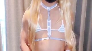 uber-cute femboy paws and cascades her fluid