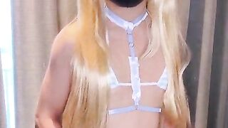 uber-cute femboy paws and cascades her fluid
