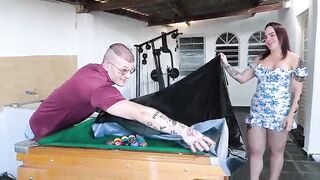 He lost at billiards and had to give his booty away.
