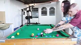 He lost at billiards and had to give his booty away.