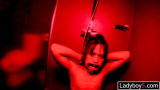 Asian femboy teen bondage blowjob and pissing on her petite body