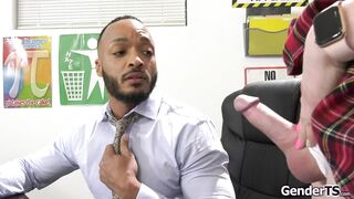 Shemale student Shiri Allwood anal fucked for extra credits