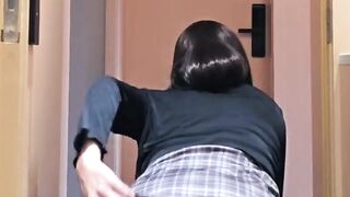 Transgirl Ting Xuan opened the motel bedroom door and then drained.