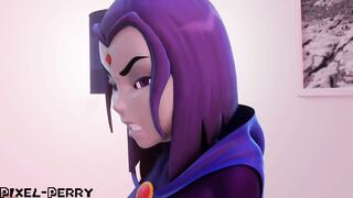 Raven Futa porks Starfire packing her with milk