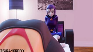 Raven Futa porks Starfire packing her with milk
