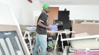 Insatiable Tgirl Mariana Lins Takes BIG BLACK COCK in Standing Rear end