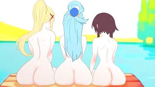 Konosyba: Femmes with chisels staged a "teach" (hook-up) Aqua casts stiffys on Megumin and Darkness ! Manga porn,Toon,Parody 2025