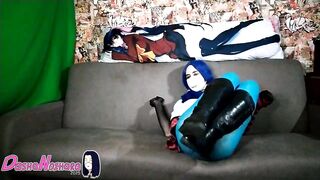 DashaNoihara #32 - Femboy, blue hair, blue stocking, leather footwear and nylon mittens
