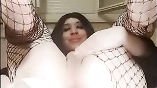 Emma Trav is pleasing herself with a fuck stick