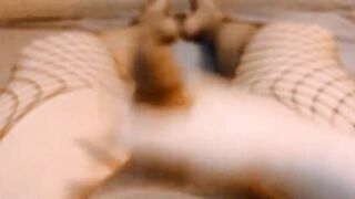 POINT OF VIEW: Femboy in Gothic Fishnets Edges & Kicks her trans femmes hips, girlcock and testicles - Transgirl getting off