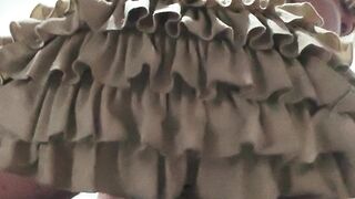 Sissy faggot exposed horny high wear skirt thong for men