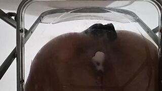 POINT OF VIEW: Messy Converse Large Butt Femboy Raven Queening and Anal invasion Internal cumshot after Railing Faux-cock thru Translucent Stool