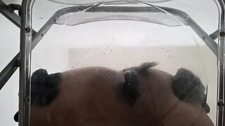 POINT OF VIEW: Messy Converse Large Butt Femboy Raven Queening and Anal invasion Internal cumshot after Railing Faux-cock thru Translucent Stool