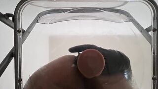 POINT OF VIEW: Messy Converse Large Butt Femboy Raven Queening and Anal invasion Internal cumshot after Railing Faux-cock thru Translucent Stool