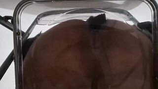 POINT OF VIEW: Messy Converse Large Butt Femboy Raven Queening and Anal invasion Internal cumshot after Railing Faux-cock thru Translucent Stool
