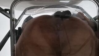 POINT OF VIEW: Messy Converse Large Butt Femboy Raven Queening and Anal invasion Internal cumshot after Railing Faux-cock thru Translucent Stool